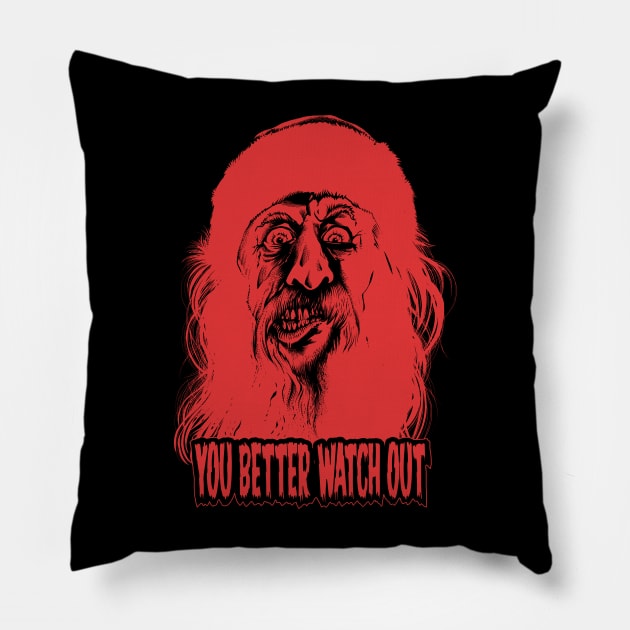 Evil Santa (red version) Pillow by wildsidecomix