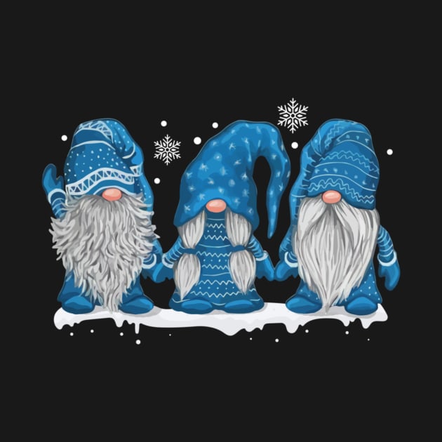 Three Gnomes In Blue Costume Christmas Gift Funny Xmas Shirt by Kelley Clothing