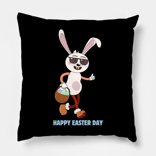 Happy Easter. Colorful and cool bunny design Pillow by JK Mercha