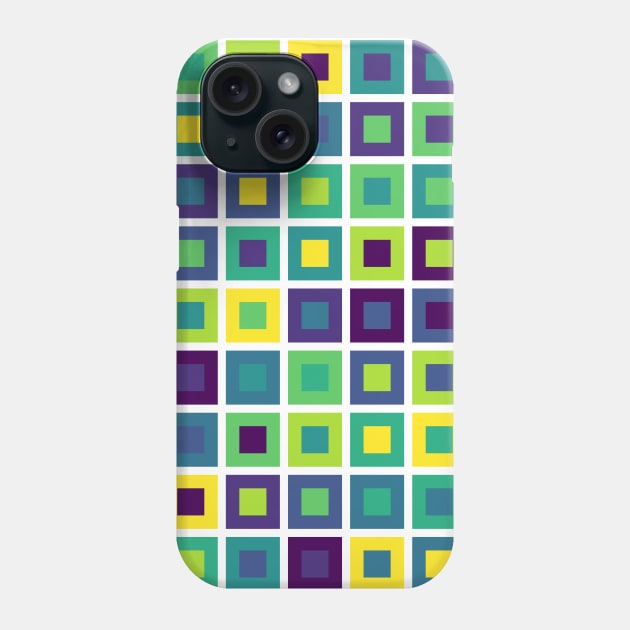 Abstract Square Geometric | Pop Fashion Modern Fusion Layered Blue Green Yellow Sparse Phone Case by aRtVerse