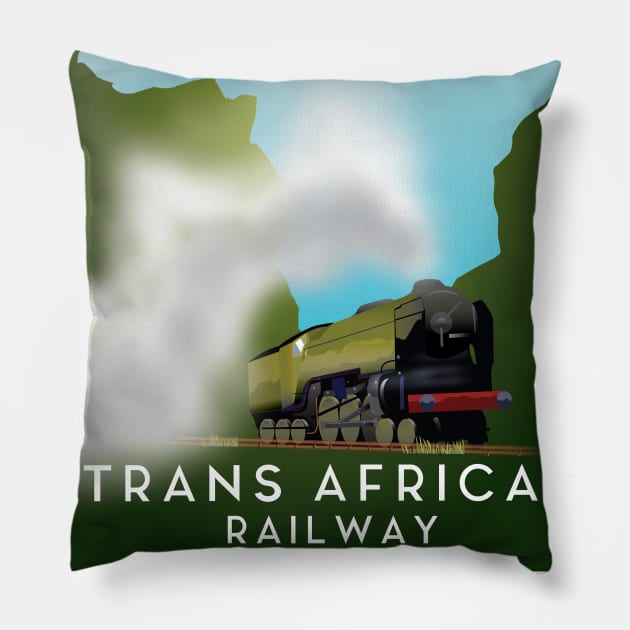 Trans African Railway transport poster Pillow by nickemporium1