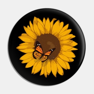 Sunflower Butterfly Pin