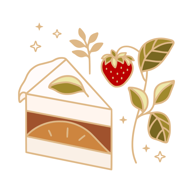 Chocolate cake and strawberry plant by thecolorblooms