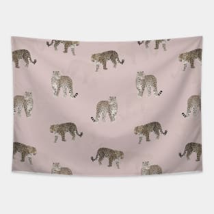 Modern Jungle Leopard Animals Pink Pattern Tapestry