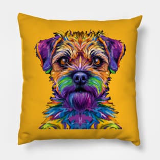 Cute Border Terrier Puppy Dog Artwork Pillow