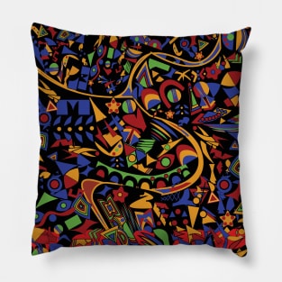 Colorful modern digital abstract geometric wall decoration art Pillow