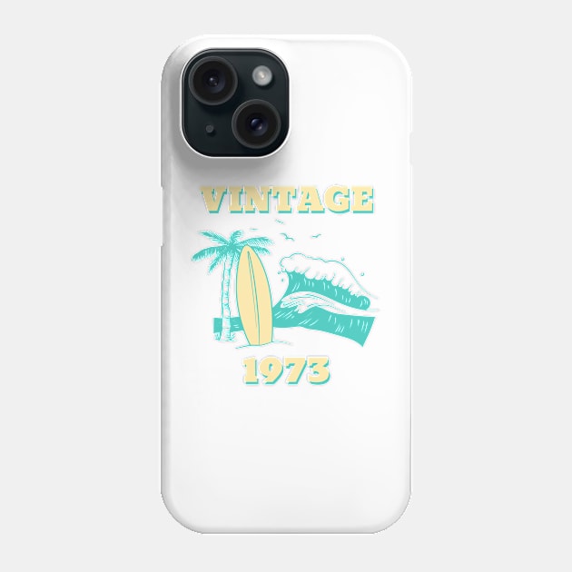 Vintage 1973 Retro Surfboard Wave Phone Case by Green Zen Culture