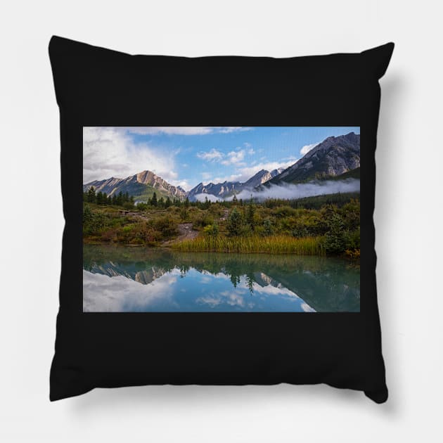 Ink Pots Johnston Canyon Banff Canada Reflection Pillow by WayneOxfordPh