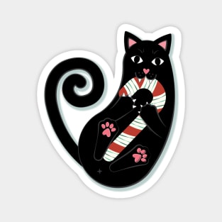 Peppermint Candy Cane Cat Magnet