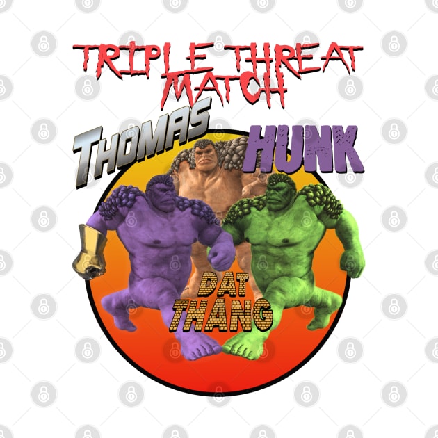 Strange Off Brand Hero Shirt Thomas Vs Hunk Vs Dat Thang Parody (Knock Off) by blueversion