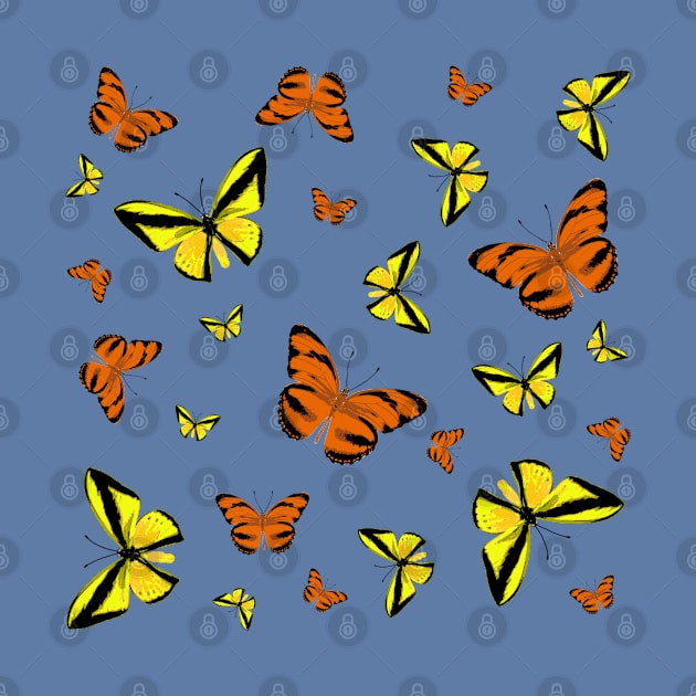 Orange and yellow butterflies by rlnielsen4