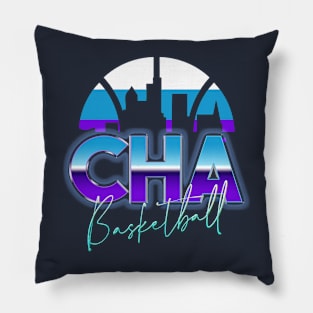 Charlotte Basketball Retro 90s Chrome Skyline Pillow