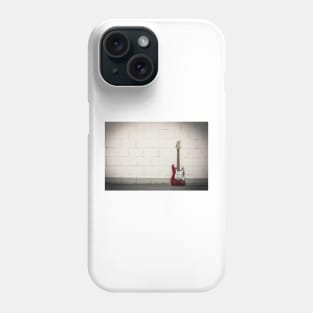 Red electric guitar against white brick wall Phone Case