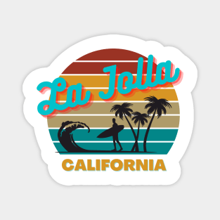 La Jolla California Retro Vintage Sunset Typography Magnet