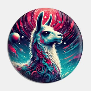 Funny colorful abstract cosmic doodle llama Pin