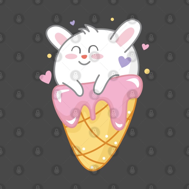 Cute Rabbit Ice Cream Art Design by BrightLightArts