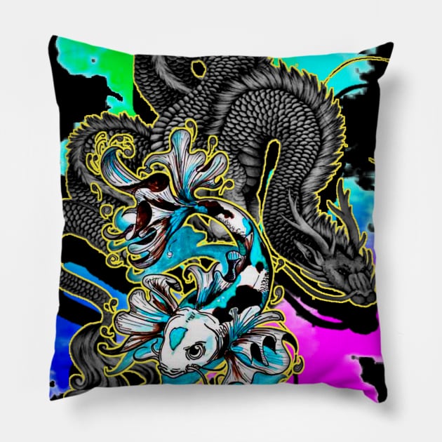 El pez y el dragon Pillow by PixeL-gLosS