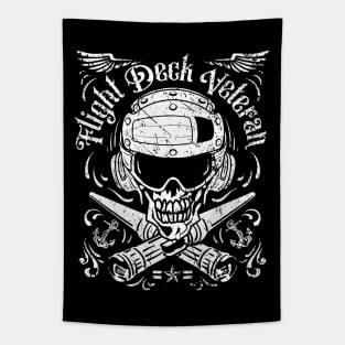 Naval Aviation Flight Deck Veteran Skull Vintage Distressed Tapestry