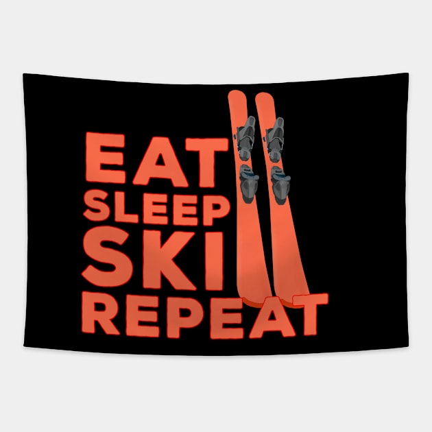 Eat Sleep Ski Repeat Tapestry by DiegoCarvalho