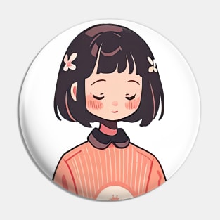 Shy Anime Girl Pin