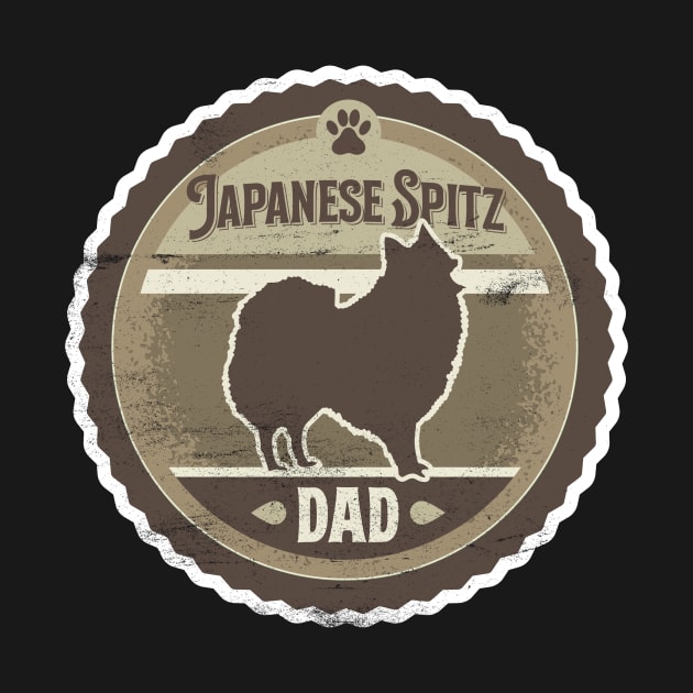 Japanese Spitz Dad - Distressed Japanese Spitz Silhouette Design by DoggyStyles