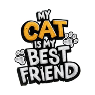 "Friendly Text: Cat and Friends T-Shirt" T-Shirt