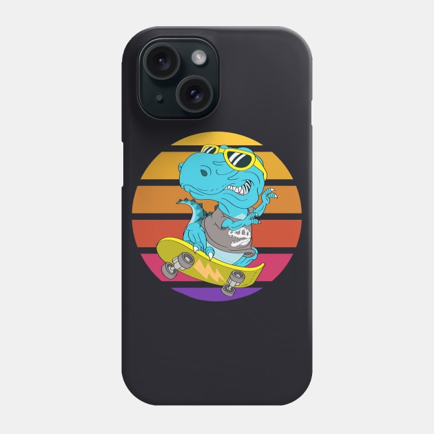 Skater Dinosaur TRex Phone Case by Foxxy Merch