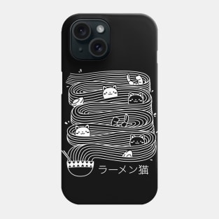 Ramen Lines Minimalist Cat Square Black and White by Tobe Fonseca Phone Case