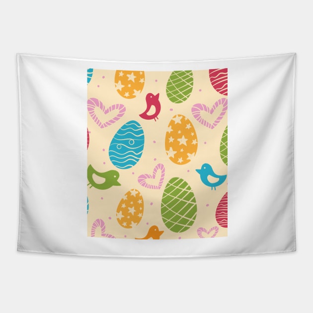 Easter Eggs Hearts And Birds Tapestry by JakeRhodes