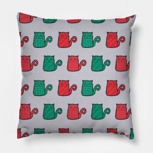 Patterned Christmas Cats Pillow