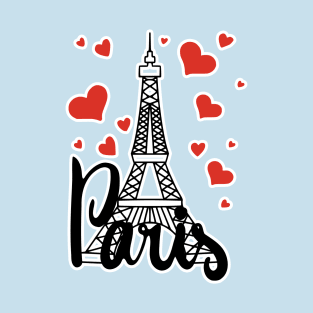 Paris Eiffel tower with red hearts T-Shirt