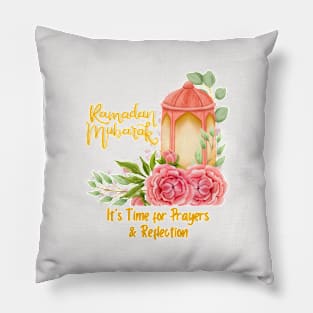 RAMADAN MUBARAK, A time for prayers and reflections. Lantern and roses design. Pillow