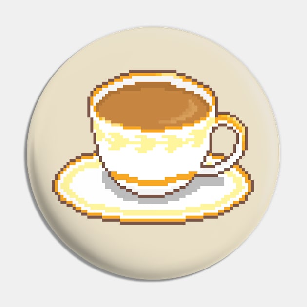 Chai Tea Cup with Saucer Pixel Art (with outline) Pin by toffany's