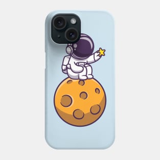 Cute Astronaut Sitting On Moon And Holding Star Phone Case