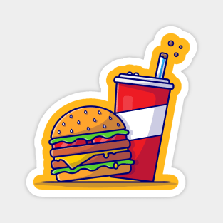 Burger And Soda Cartoon Vector Icon Illustration (10) Magnet