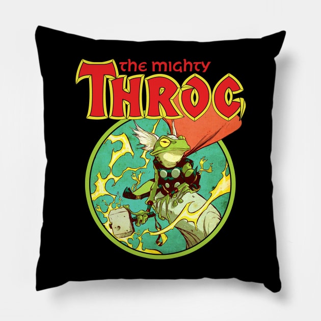 Frog of Thunder  (Black Print) Pillow by Nerdology