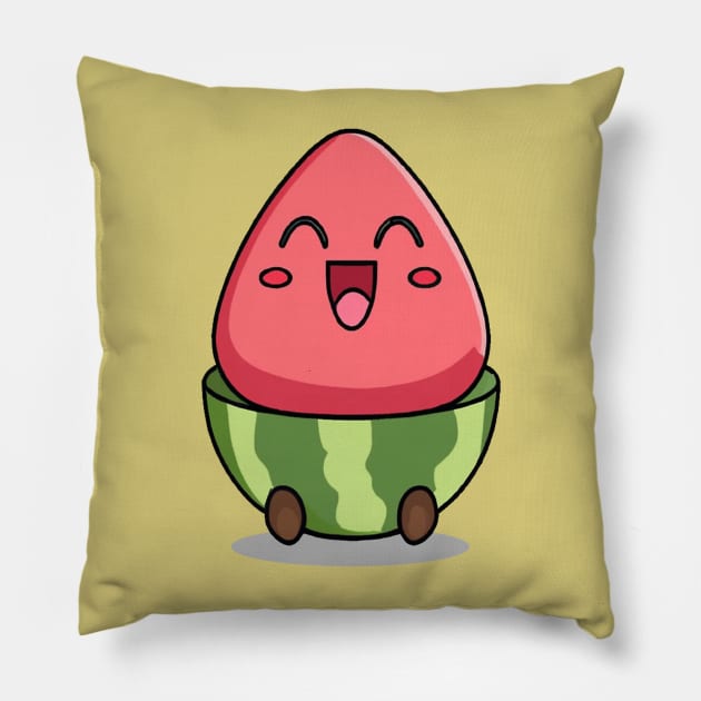 Watermelon Tropical Fruit Pillow by RainasArt