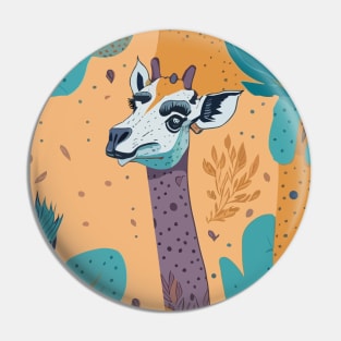 Cute Safari Giraffe Savanna Wildlife Illustration Pin