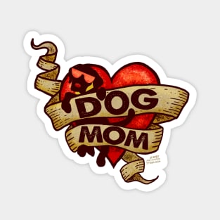 Dog Mom Retro Tattoo Heart Magnet