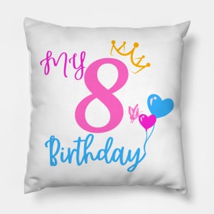 8th Birthday Girl Shirt - Cute Tee for Eighth Birthday Celebration Pillow