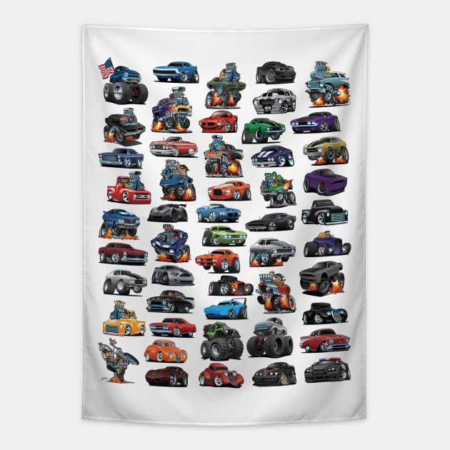 Hot Rods, Muscle Cars, Street Rods, Trucks and Motorcycle Madness! Tapestry by hobrath