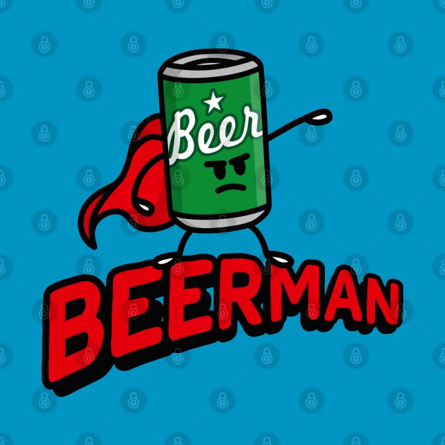 Beerman, funny superhero pun beer gifts for men Beer man by LaundryFactory