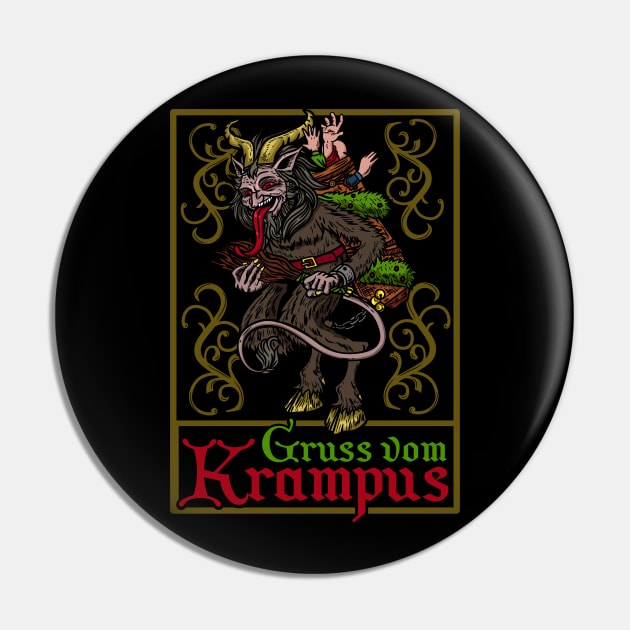 Gruss vom Krampus - Ugly Christmas Devil Gift Pin by biNutz