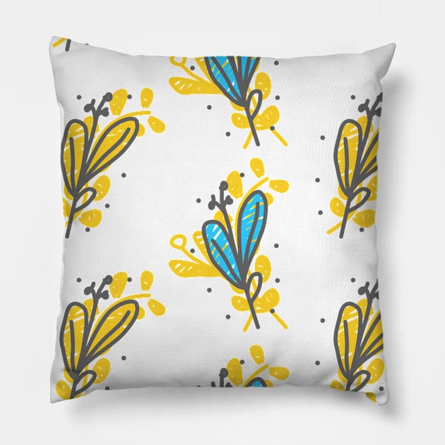 blue and yellow flowers Pillow by Danny Afy