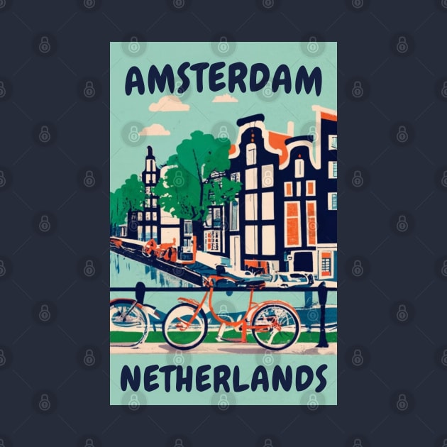 A Vintage Travel Art of Amsterdam - Netherlands by goodoldvintage