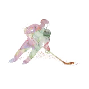 Girl Ice Hockey Player Watercolor Sport Gift T-Shirt