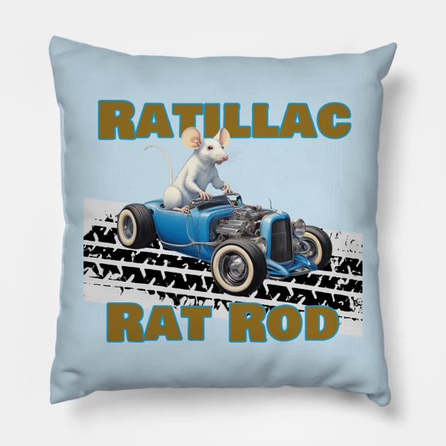 RATILLAC RAT ROD Pillow by CS77