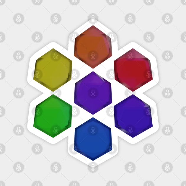 Rainbow Icosahedrons Gems Magnet by Zeeph