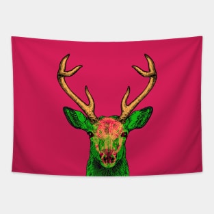 Deer Skull Interactive Magenta&Green Filter T-Shirt By Red&Blue Tapestry