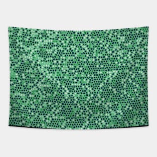 Shades of Green Abstraction Stain Glass Grid Art Tapestry